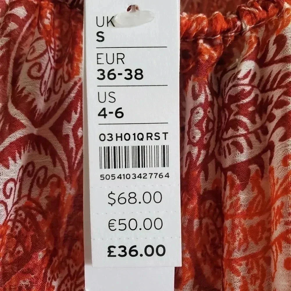 NWT Topshop Womens Paisley Print‎ Cover-Up Chiffon Maxi Dress Size Small